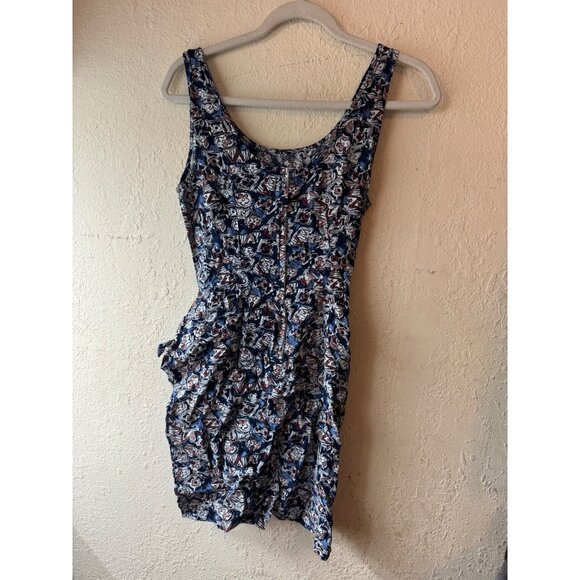 Floral Abstract Pattern Sleeveless Dress With Side Tie & Back size 6 READ - Picture 2 of 3